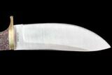 Knife With Fossil Dinosaur Bone (Gembone) Inlays #101813-7